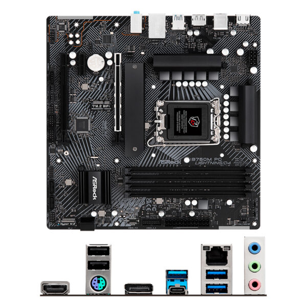 Placa Madre ASROCK B760M PG Lightning/D4, Chipset Intel B760, LGA1700, mATX