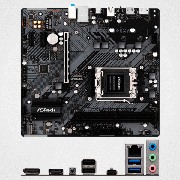 Placa Madre ASROCK A620M-HDV M.2, Chipset AMD A620, Socket AM5, mATX - Imagen 2