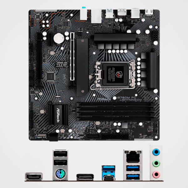 Placa Madre ASROCK B760M PG Lightning/D4, Chipset Intel B760, LGA1700, mATX - Imagen 2