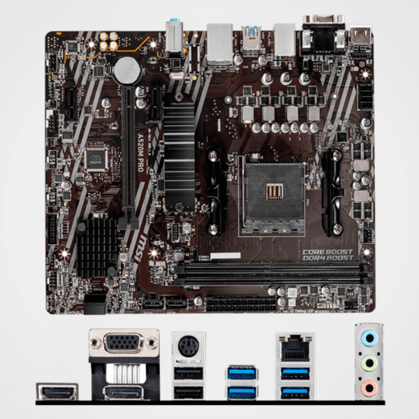 Placa Madre MSI A520M PRO, Chipset AMD A520, Socket AMD AM4, mATX, HDMI - Imagen 2