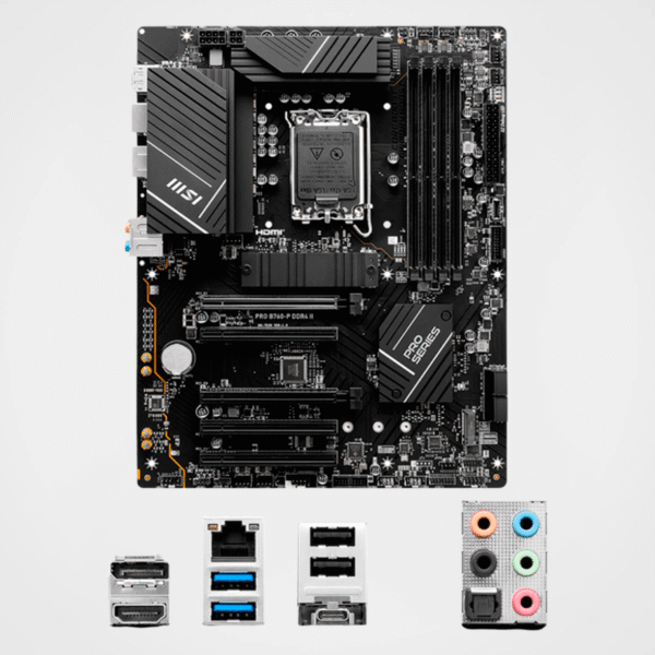 Placa Madre MSI PRO B760-P DDR4 II, Chipset Intel B760, LGA1700, ATX - Imagen 2